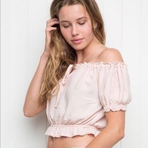 Brandy Melville Pink Off the Shoulder Crop Top
